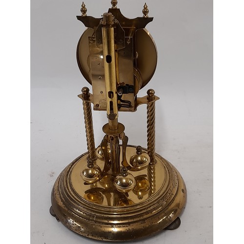 403 - Anniversary Clock under Glass Dome, 26cm high