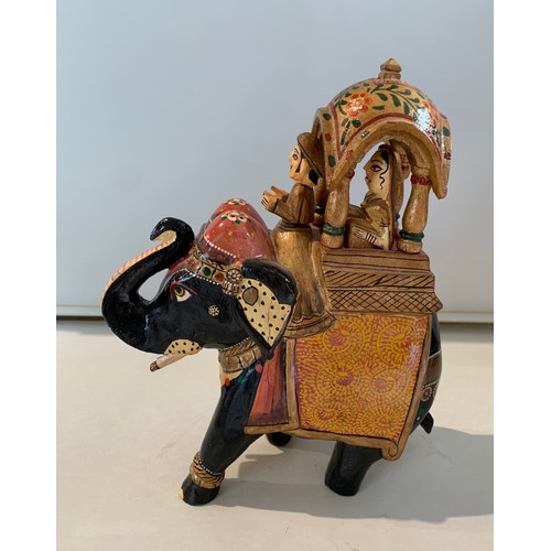 133 - Vintage Ambawadi Indian Carved Wooden Hand Painted Elephant With Riders
18 x 7 x 22 cms h