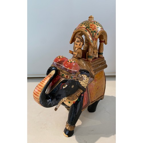 133 - Vintage Ambawadi Indian Carved Wooden Hand Painted Elephant With Riders
18 x 7 x 22 cms h