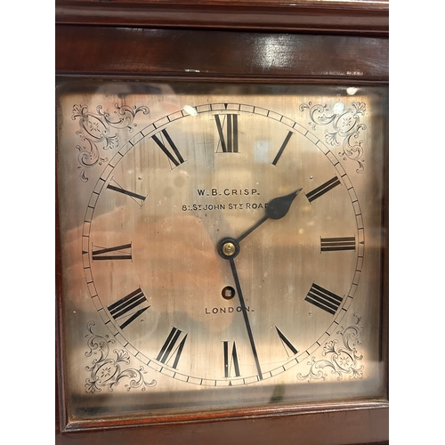 523 - Vintage W.B.Crisp London Mantle Clock with Key. 44cm x 31cm