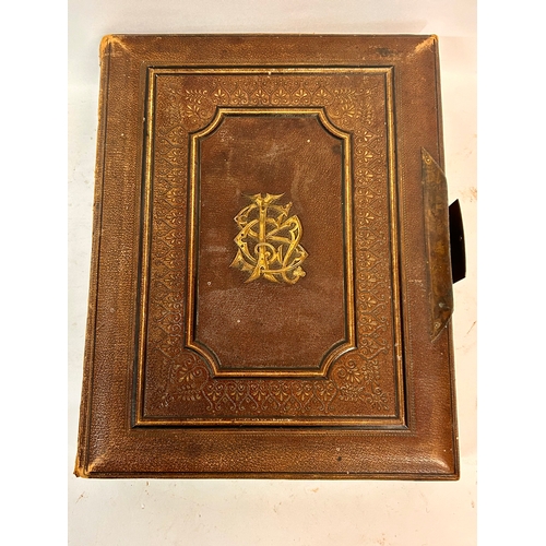 524 - Antique  Leather Photo Album. 31cm x 25cm