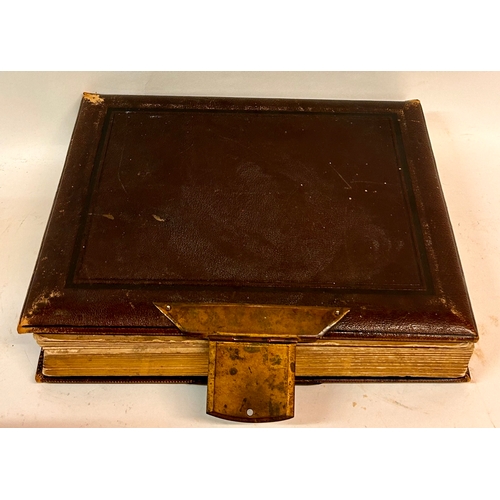 524 - Antique  Leather Photo Album. 31cm x 25cm