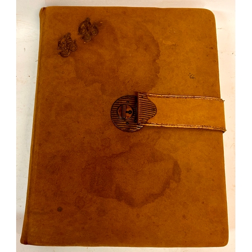 525 - Antique  Suede Photo album. 30cm x 23cm.