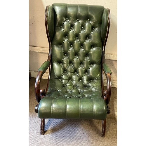 39 - Chesterfield Wing Back Leather Elbow Chair.