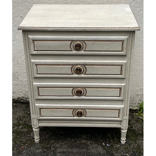 55 - French Chest Of Four Drawers With Crackle Glaze Style Paint . 86 x 78 x 48 cms