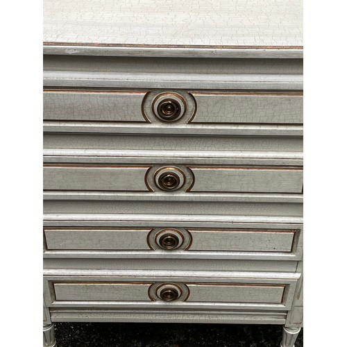 55 - French Chest Of Four Drawers With Crackle Glaze Style Paint . 86 x 78 x 48 cms