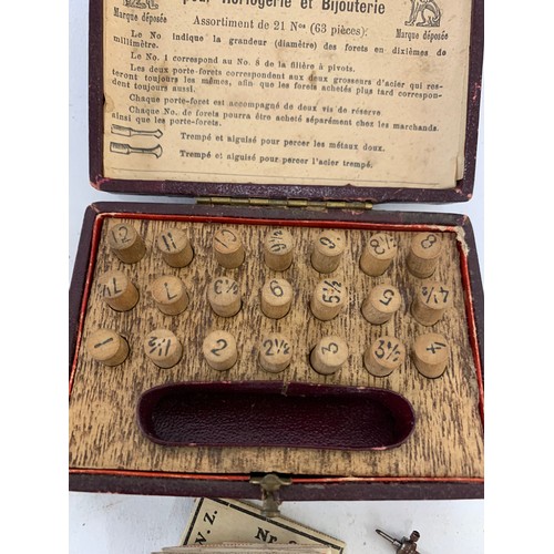 106 - Early Antique Watch Repairers Tools - Each Wooden Cylinder Containing Minute Watch Pieces