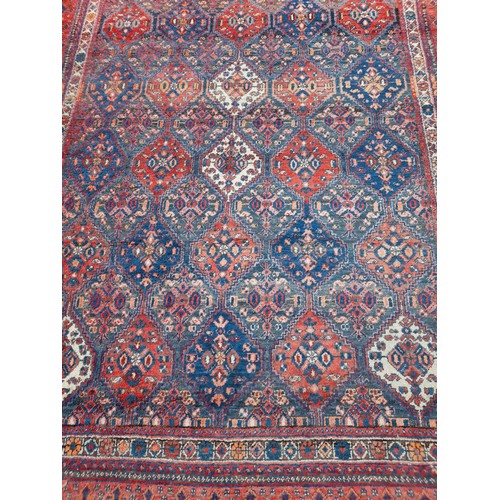 94 - Large Hand Knotted Red Ground Rug with Blue Pattern, 242cm x 169cm