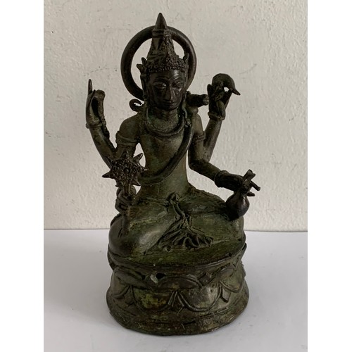 135 - Asian Bronze Figure Possibly MAJAPAHIT BODHISATTVA Having Verdigris Patina
8.5 x 8 x 16 cms h