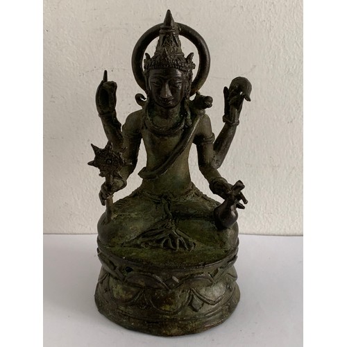 135 - Asian Bronze Figure Possibly MAJAPAHIT BODHISATTVA Having Verdigris Patina
8.5 x 8 x 16 cms h