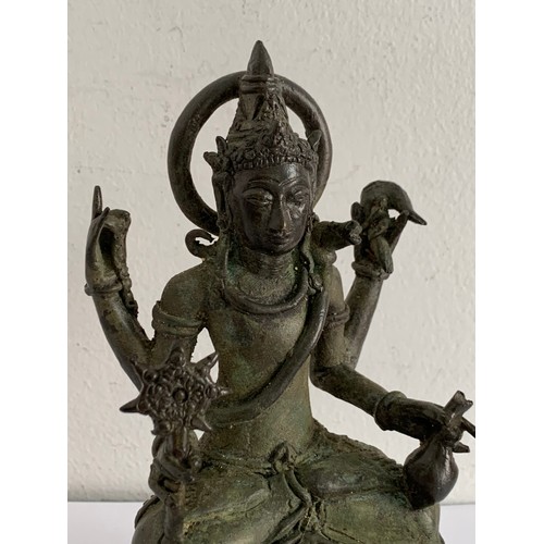 135 - Asian Bronze Figure Possibly MAJAPAHIT BODHISATTVA Having Verdigris Patina
8.5 x 8 x 16 cms h