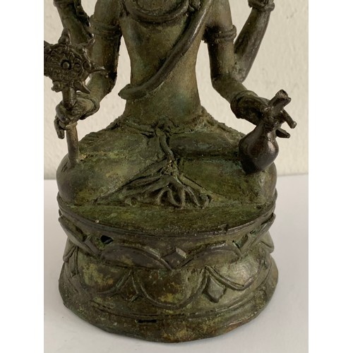 135 - Asian Bronze Figure Possibly MAJAPAHIT BODHISATTVA Having Verdigris Patina
8.5 x 8 x 16 cms h