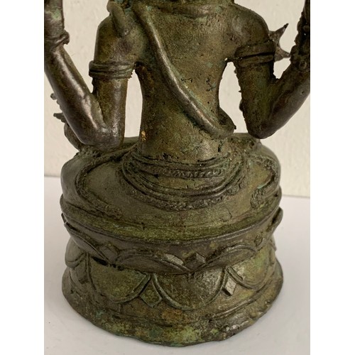 135 - Asian Bronze Figure Possibly MAJAPAHIT BODHISATTVA Having Verdigris Patina
8.5 x 8 x 16 cms h