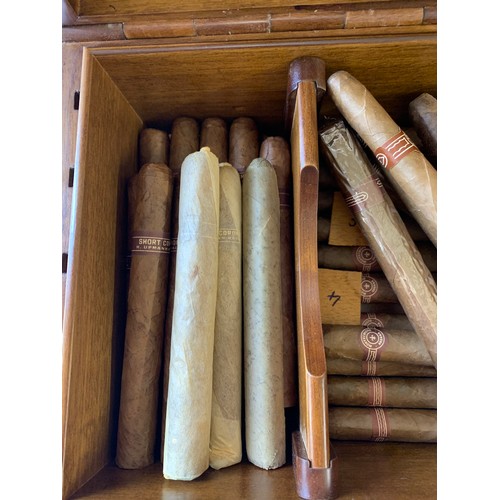 Vintage Humidor With A Large Quantity Of Cigars 27 x 20 x 12 cms h