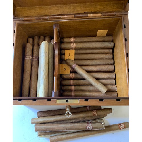 Vintage Humidor With A Large Quantity Of Cigars 27 x 20 x 12 cms h