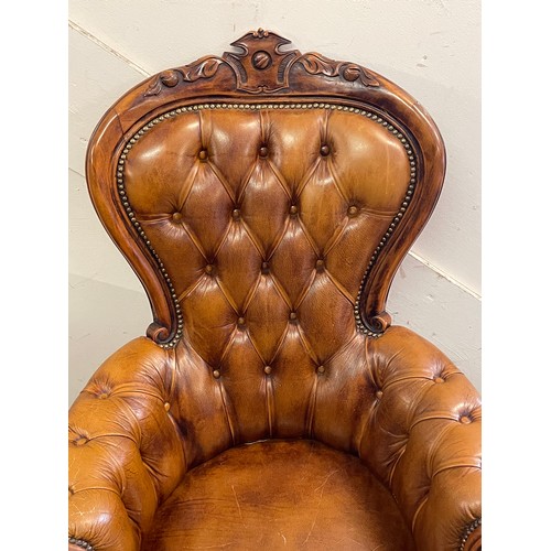 59 - Vintage Button Back Leather Reading Chair