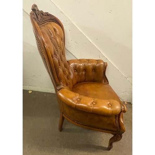 59 - Vintage Button Back Leather Reading Chair