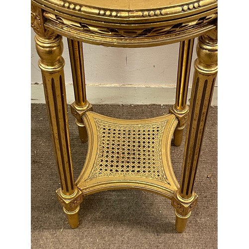 60 - Gilt Wood Circular Marble Top Table. 74 x 43 cms Diameter.