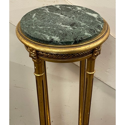 63 - Gilt Wood Circular Marble Top Torchiere / Stand. 93cm x 31cm.