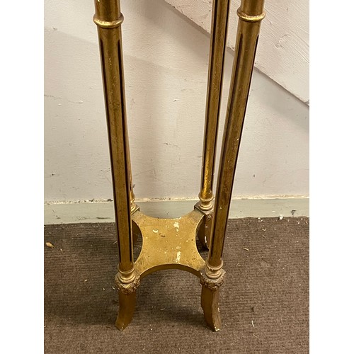 63 - Gilt Wood Circular Marble Top Torchiere / Stand. 93cm x 31cm.