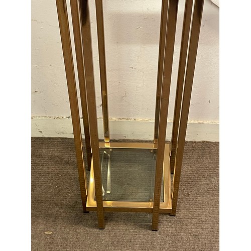 67 - Glass And Brass Pedestal Side Table. 76 x 25 x 25 cms