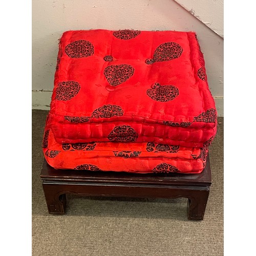 68 - Chinese Foot Stool With Double Cushion. 18 x 34 x 34 cms