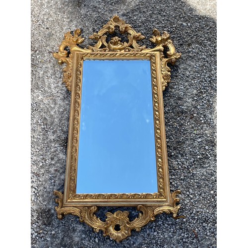 70 - Gilt Wood Decorated Mirror. 93 x 51 cms