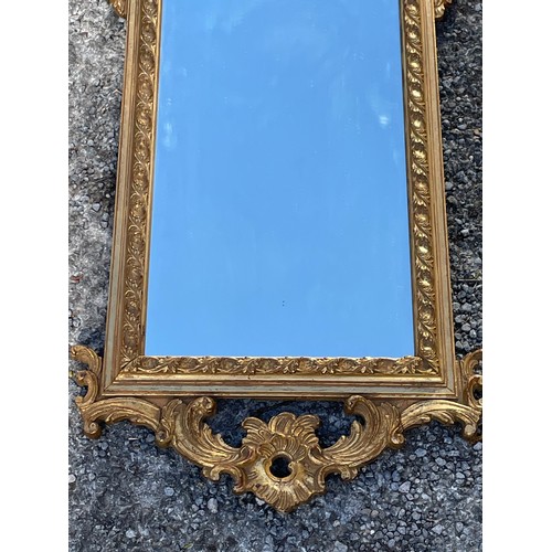 70 - Gilt Wood Decorated Mirror. 93 x 51 cms