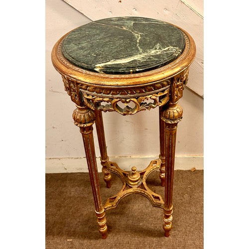 64 - Gilt Wood Circular Marble Top Torchiere / Stand. 74cm x 38.