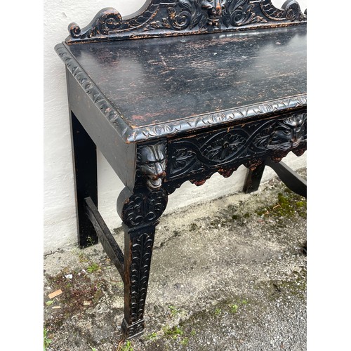 1A - Antique Carved Wood Green Man Hall Table. 90 x 46 x 96 cms
