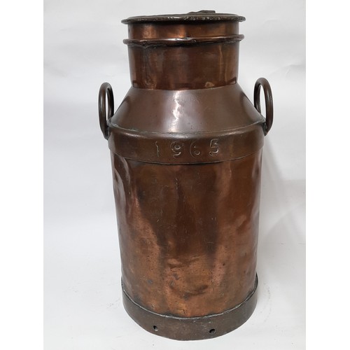 649 - Copper Plated Milk Churn, 58cm high