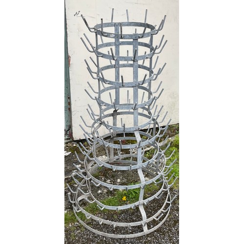 10A - Large Vintage French Galvanised Bottle Drying Rack. 109 cms High