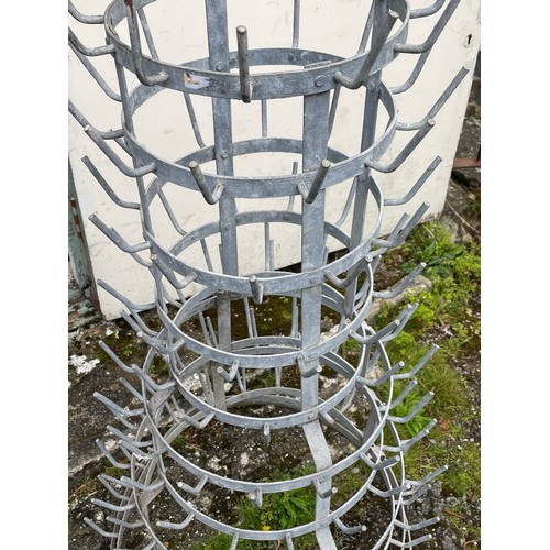 10A - Large Vintage French Galvanised Bottle Drying Rack. 109 cms High