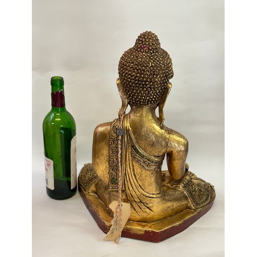 132A - Large Seated Gilt Wood Mandalay Buddha 37 x 25 x 44 cms