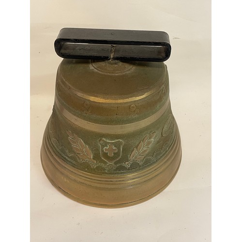 165A - Very Big Bronze / Brass Swiss Cow Bell By Peter Berger . With Clanger 22.5 x 24.5 cms