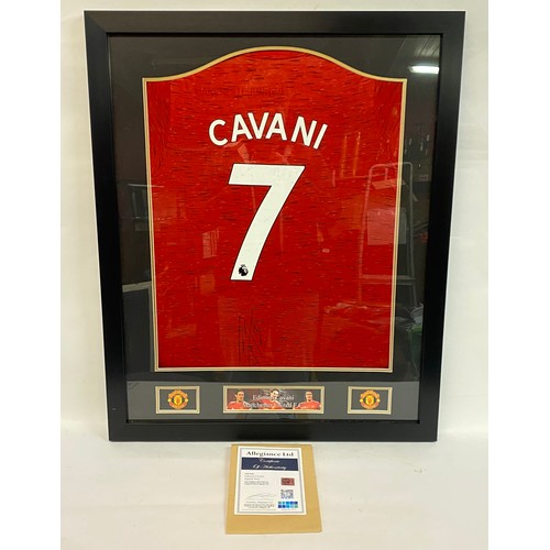 687 - Collectible Framed Manchester United F.C. Signed Edinson Cavani Number 7 Team Shirt with Allegiance ... 