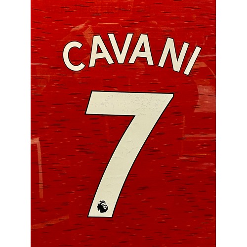 687 - Collectible Framed Manchester United F.C. Signed Edinson Cavani Number 7 Team Shirt with Allegiance ... 