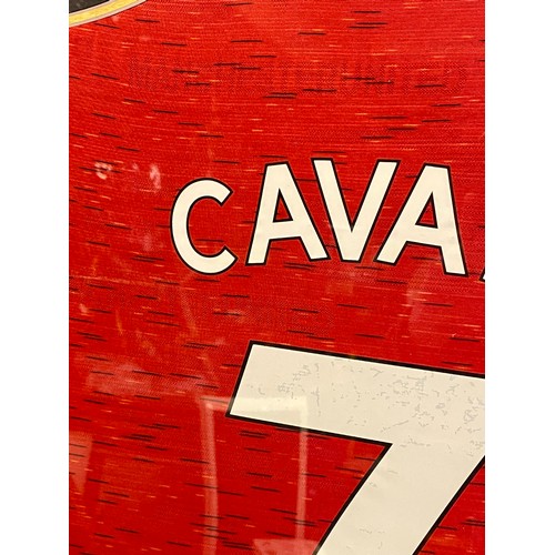 687 - Collectible Framed Manchester United F.C. Signed Edinson Cavani Number 7 Team Shirt with Allegiance ... 