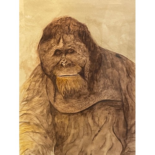 181B - Watercolour Of A Orangutang 96 x 75 cms