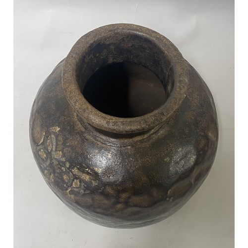 300 - Vintage Handmade Rustic Iron Indian Water Pot 24cm x 23cm