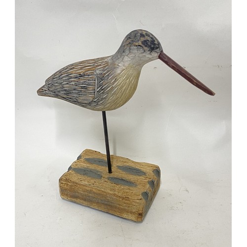 302 - Vintage Carved Wood Shore Bird Figurine 28cm Height