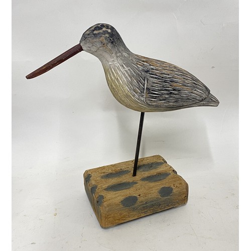 302 - Vintage Carved Wood Shore Bird Figurine 28cm Height