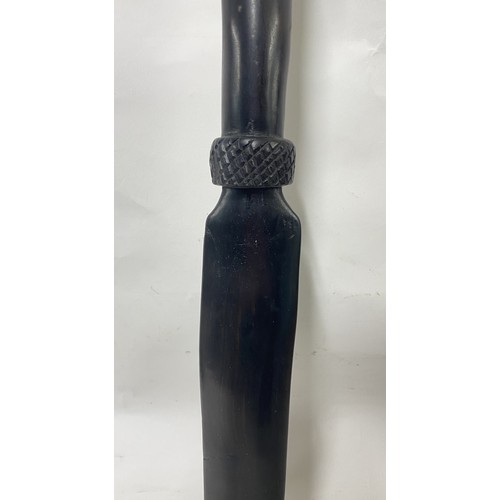 303 - Vintage African Ebony Carved Wood Tribal Ceremonial Piece with African Woman Finial Top 82cm Length