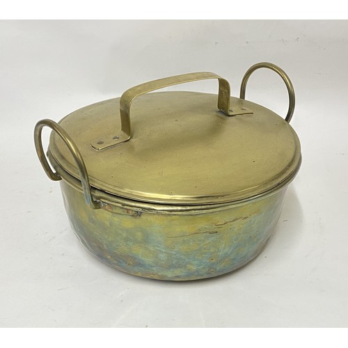 308 - Large Vintage Brass Daubiere and Stock Lidded Pot 33cm x 22cm