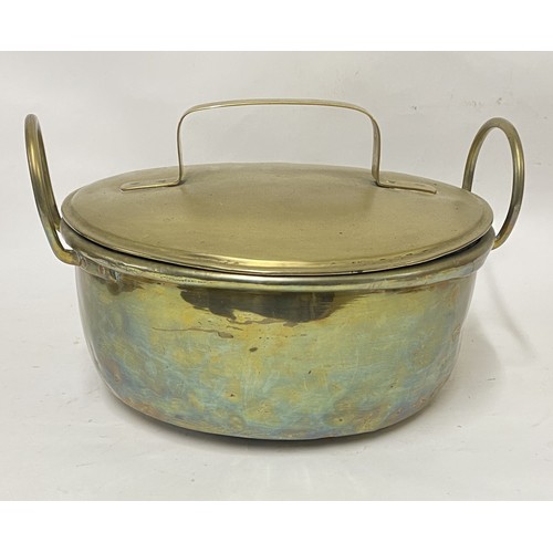 308 - Large Vintage Brass Daubiere and Stock Lidded Pot 33cm x 22cm