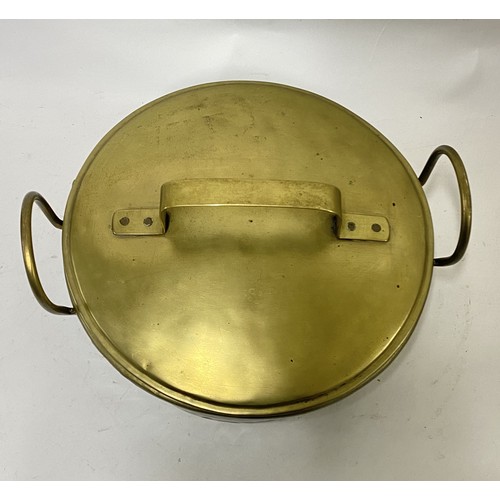 308 - Large Vintage Brass Daubiere and Stock Lidded Pot 33cm x 22cm