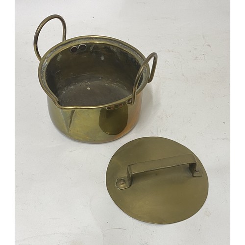 309 - Small Vintage Lidded Brass Jam Pot 18cm x 15cm