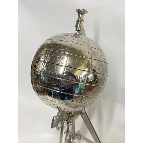 311 - Contemporary White Metal Globe on Adjustable Stand 45cm Height