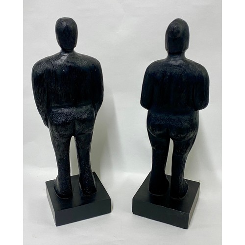 151 - Pair of  Carved Wood Faceless Figures. 36cm Height. (2)