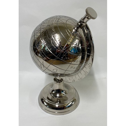 152 - White Metal Table Top Globe 31cm Height